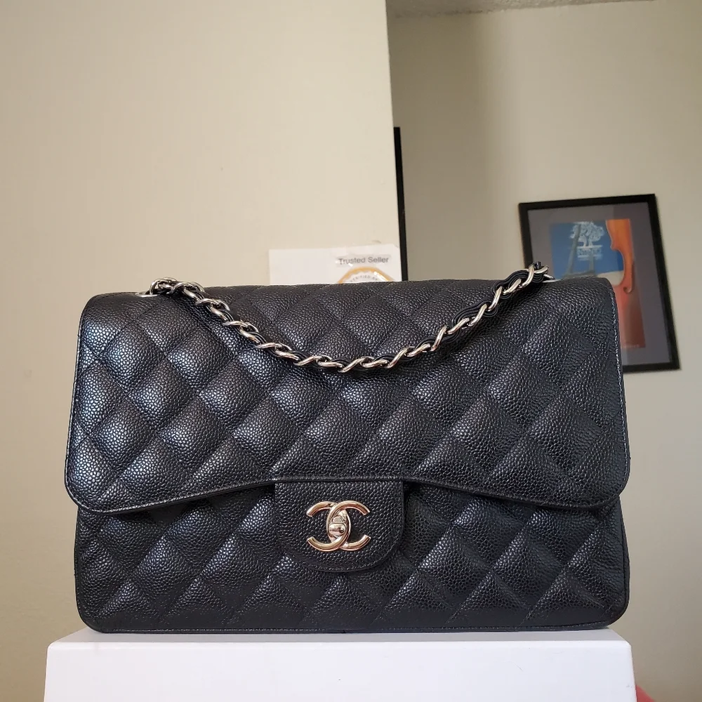 Chanel classic jumbo black caviar silver hw bag - Picture 3 of 12